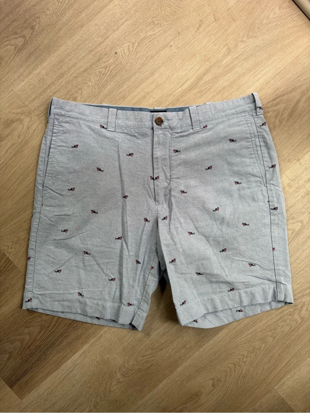 Men’s J. Crew Gramercy Shorts - light blue with sharks - SIZE 36